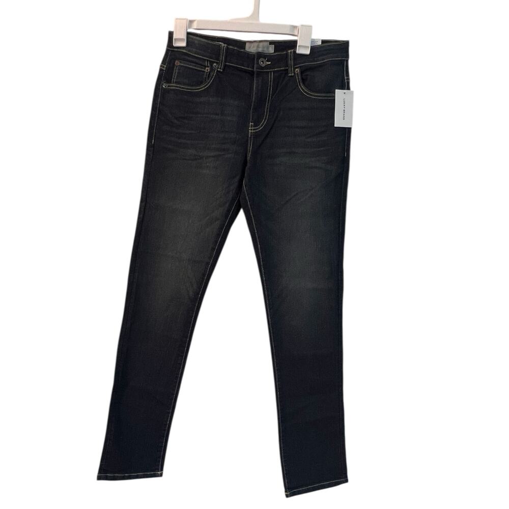 Lucky Brand Boys Skinny Jeans Size 18 Dark Wash Adjustable Waist Stretch NWT